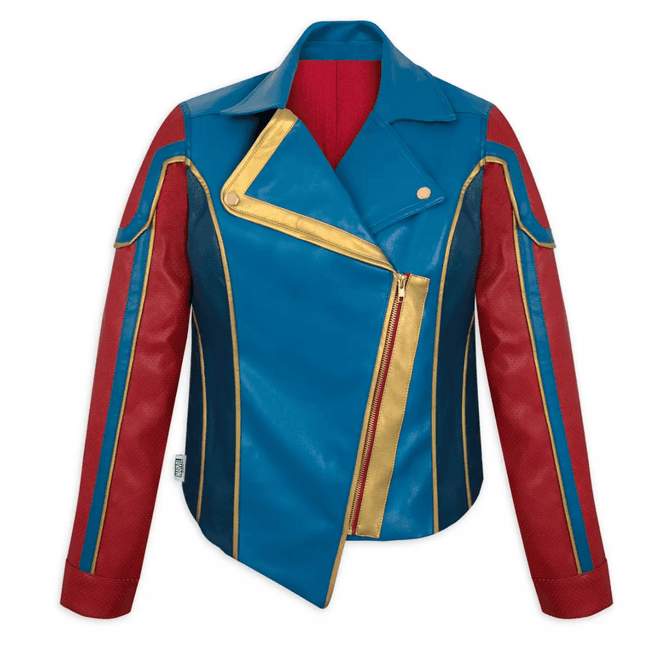Ms. Marvel Leather Jacket / shop it <a href=https://www.shopdisney.com/ms.-marvel-simulated-leather-jacket-for-women-2140057753900MS.html?isProductSearch=0&plpPosition=5&guestFacing=Movies%2520%2526%2520Shows-Marvel-Ms%2520Marvel>here</a>