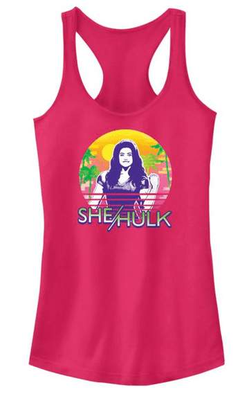 She-Hulk beach tank top / shop it <a href=https://www.target.com/p/junior-s-she-hulk-attorney-at-law-hero-at-the-beach-racerback-tank-top/-/A-87384641?preselect=87384640#lnk=sametab>here</a>