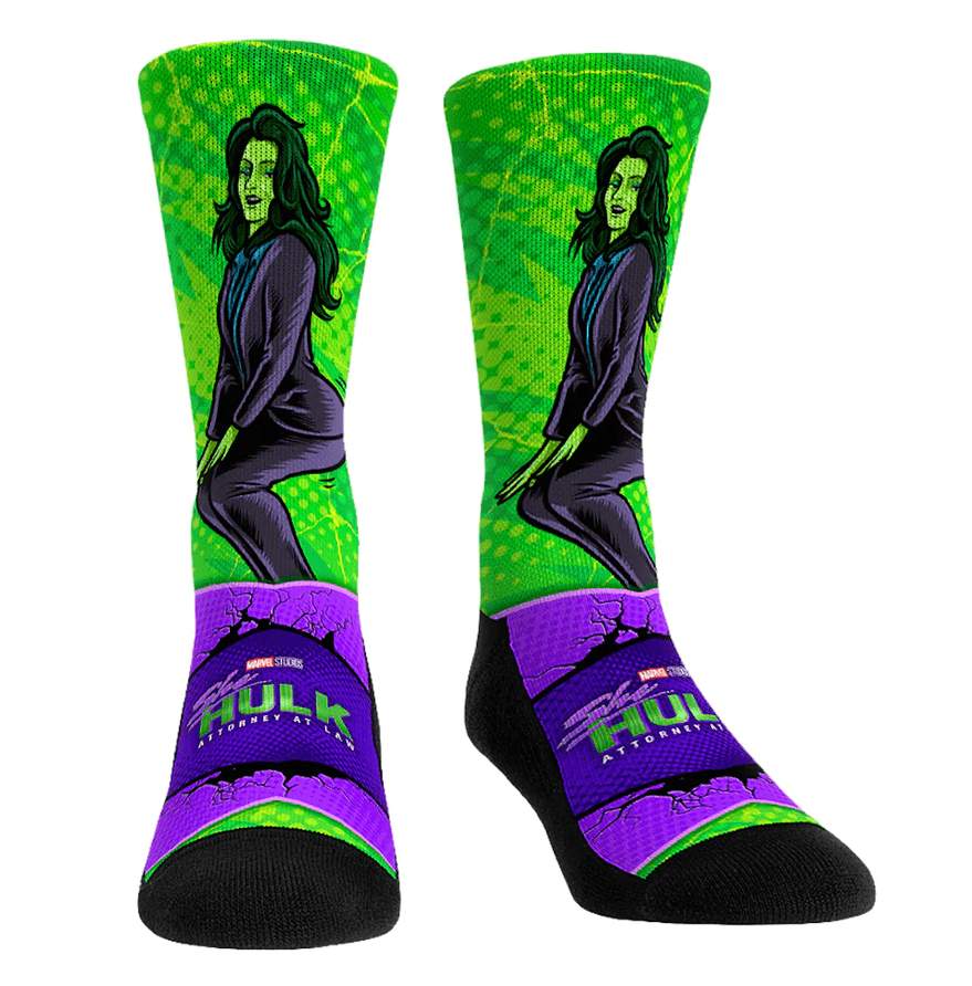 She-Hulk Twerking socks / shop it <a href=https://rockemsocks.com/products/she-hulk-twerking>here</a>