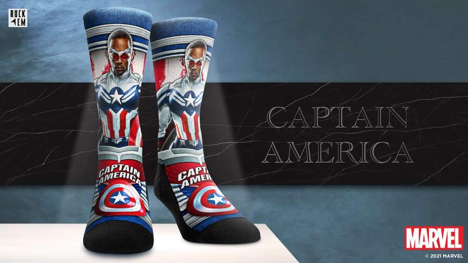 <a href=https://rockemsocks.com/collections/the-falcon-and-the-winter-soldier/products/captain-america-sam-wilson-hero-pose>Captain America: Hero Pose</a> / Rock ‘Em Socks