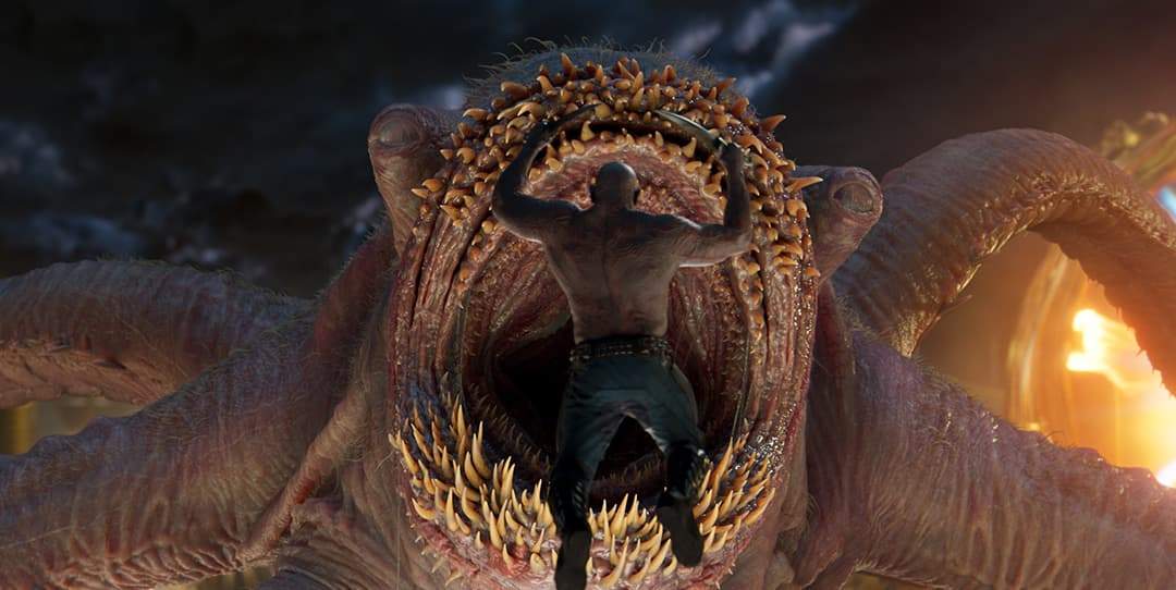 Drax fighting the Abilisk