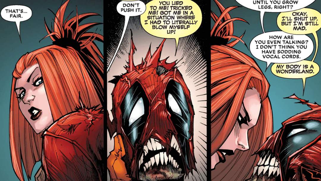 Disembodied Deadpool and Elsa Bloodstone