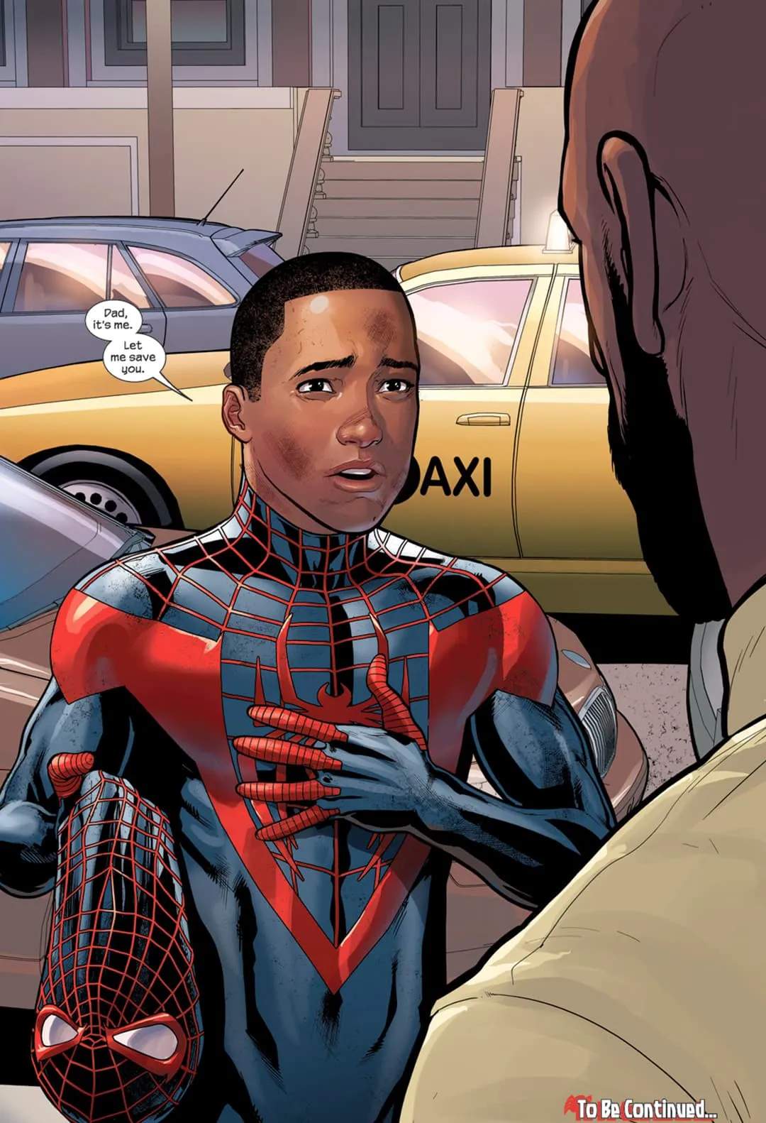 Miles revealing himself to his dad