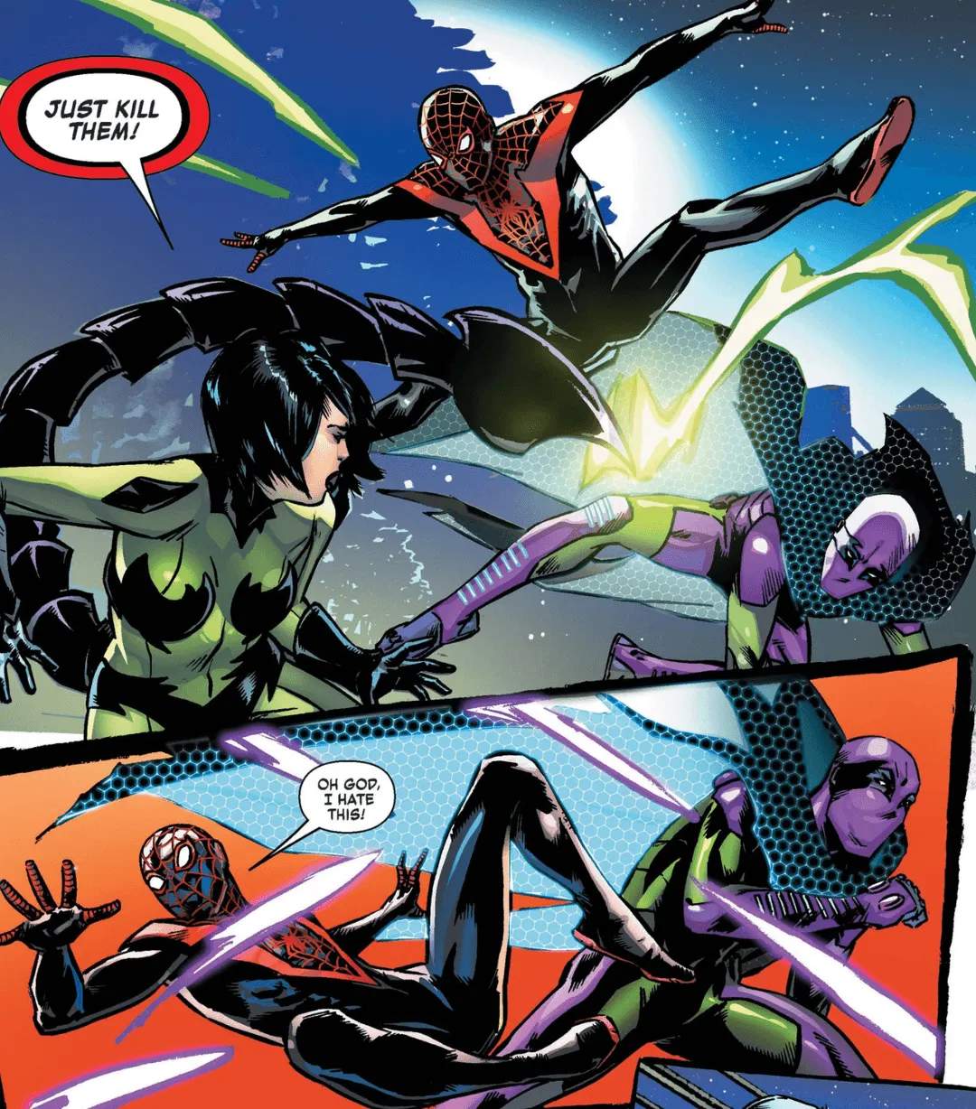 Miles and Prowler battle Scorpia
