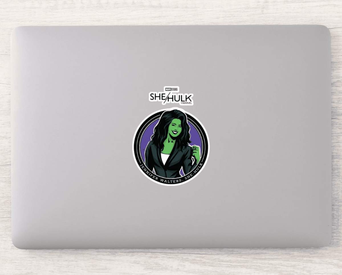 She-Hulk sticker / shop it <a href=https://www.zazzle.com/jennifer_walters_she_hulk_graphic_sticker-256029306830789076>here</a>