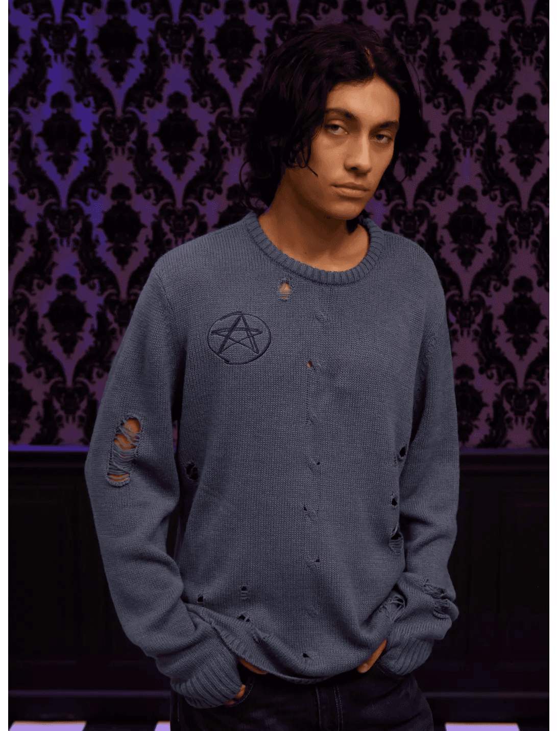 Our Universe Marvel Agatha All Along Teen Destructed Sweater