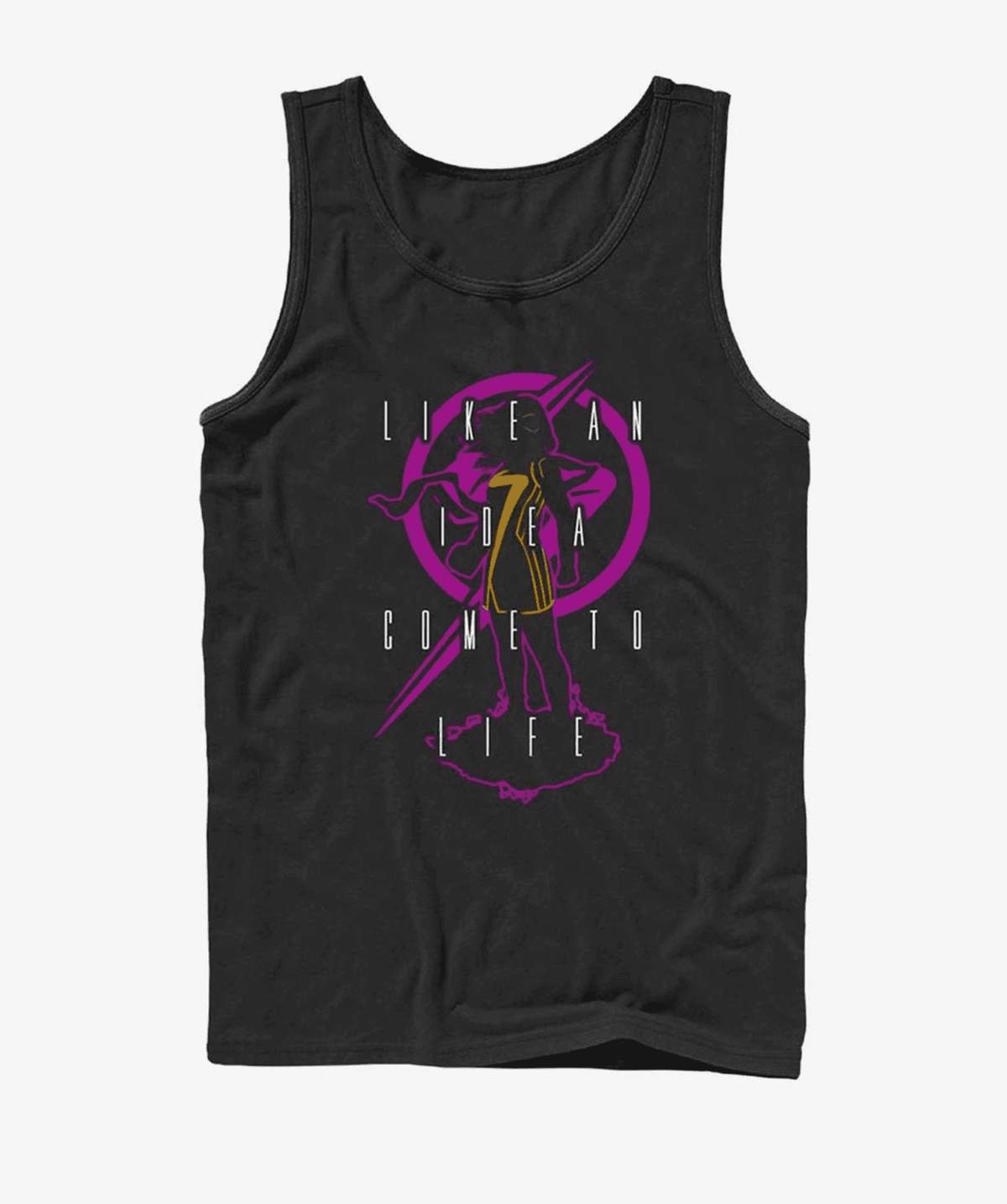 Ms. Marvel tank top / shop it <a href=https://www.amazon.com/Marvel-Thing-Drippy-Quote-T-Shirt/dp/B09YSVC5S7?ref_=ast_sto_dp&th=1&psc=1>here</a>