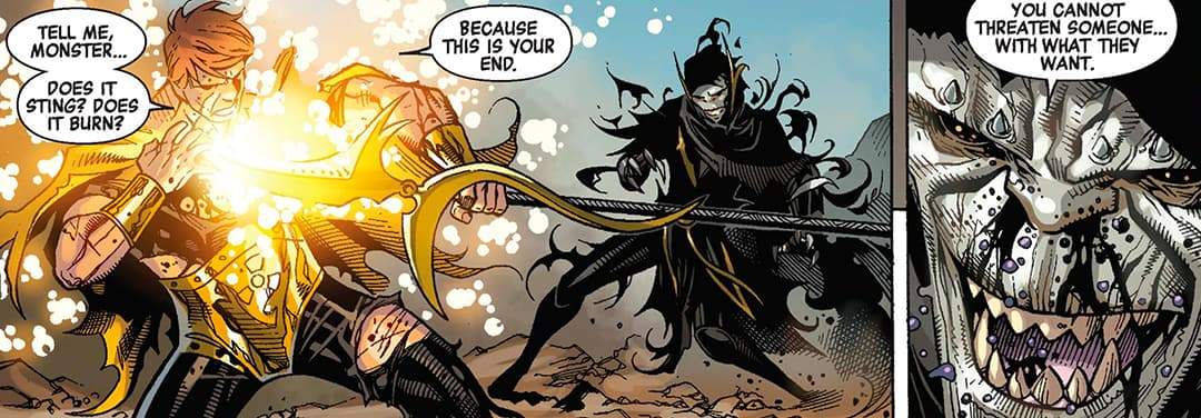 Thanos wished to kill Thane personally, but Hyperion stood in his way and seemingly killed Corvus.