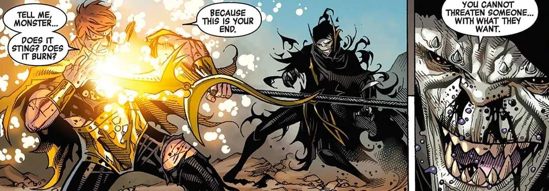 Thanos wished to kill Thane personally, but Hyperion stood in his way and seemingly killed Corvus.