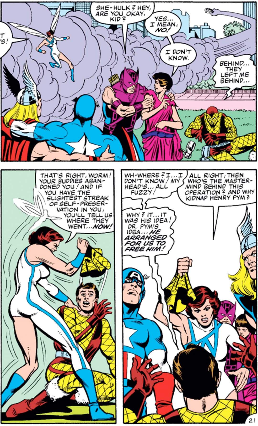 Shocker is caught and unmasked by the Avengers and reveals Dr. Pym's plans