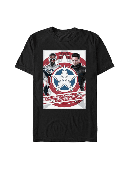 Shield Poster t-shirt / shop it <a href=https://www.boxlunch.com/product/marvel-the-falcon-and-the-winter-soldier-shield-poster-t-shirt/15937027.html>here</a>