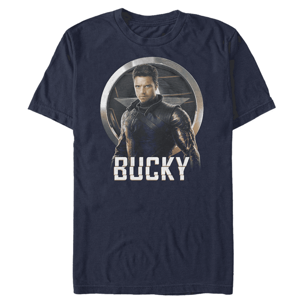 <a href=https://www.hottopic.com/product/marvel-the-falcon-and-the-winter-soldier-bucky-emblem-t-shirt/15557148.html>Bucky Emblem T-Shirt</a> / Hot Topic