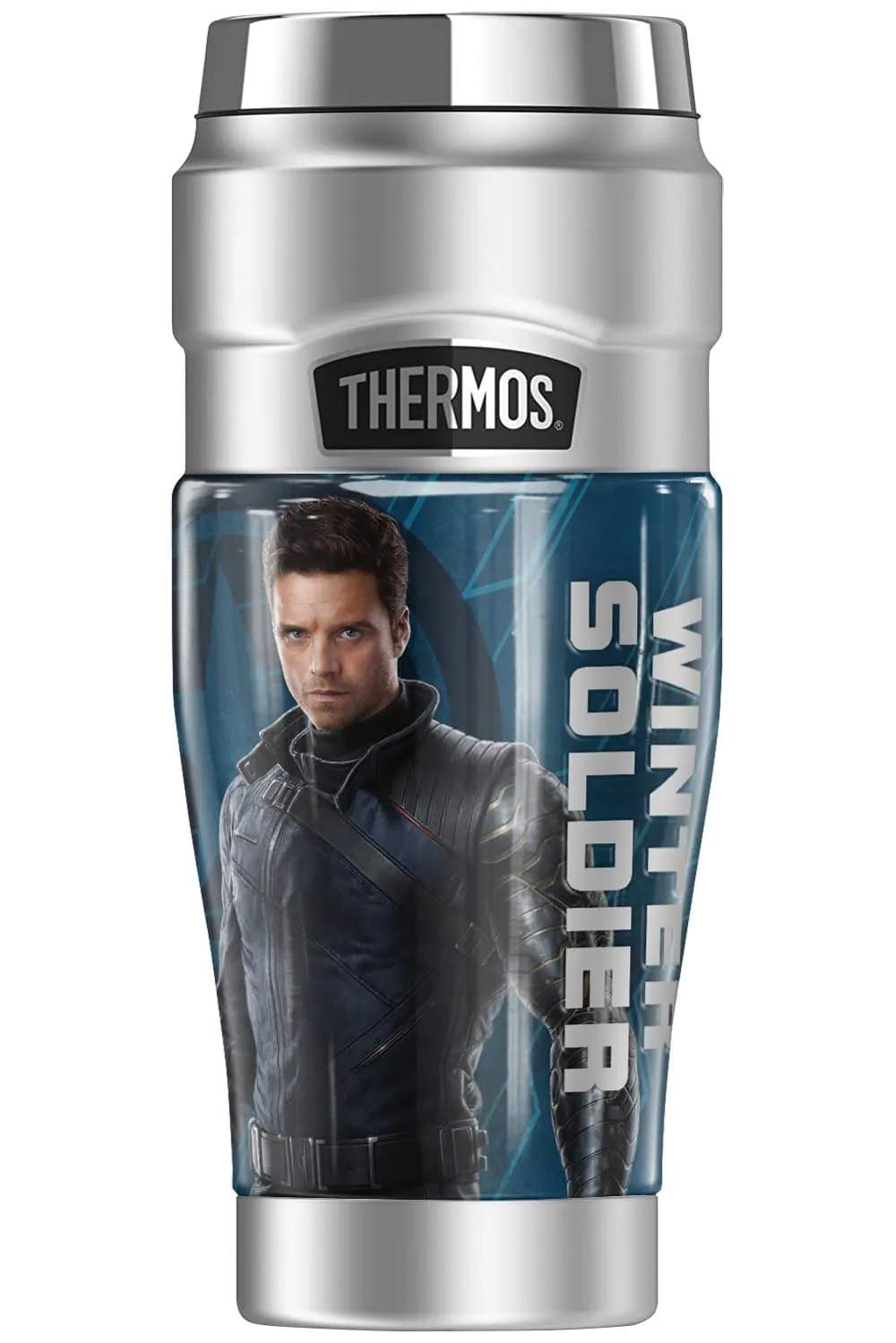 <a href=https://www.amazon.com/Marvel-Soldier-STAINLESS-Stainless-insulated/dp/B08ZJTRPW2>The Winter Soldier Stainless Steel Travel Tumbler, Vacuum insulated & Double Wall, 16oz</a> / Amazon