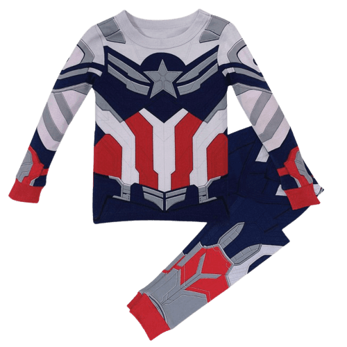 Captain America Costume PJs / shop it <a href=https://www.shopdisney.com/captain-america-costume-pj-pals-for-kids-the-falcon-and-the-winter-soldier-4903057391008M.html>here</a>
