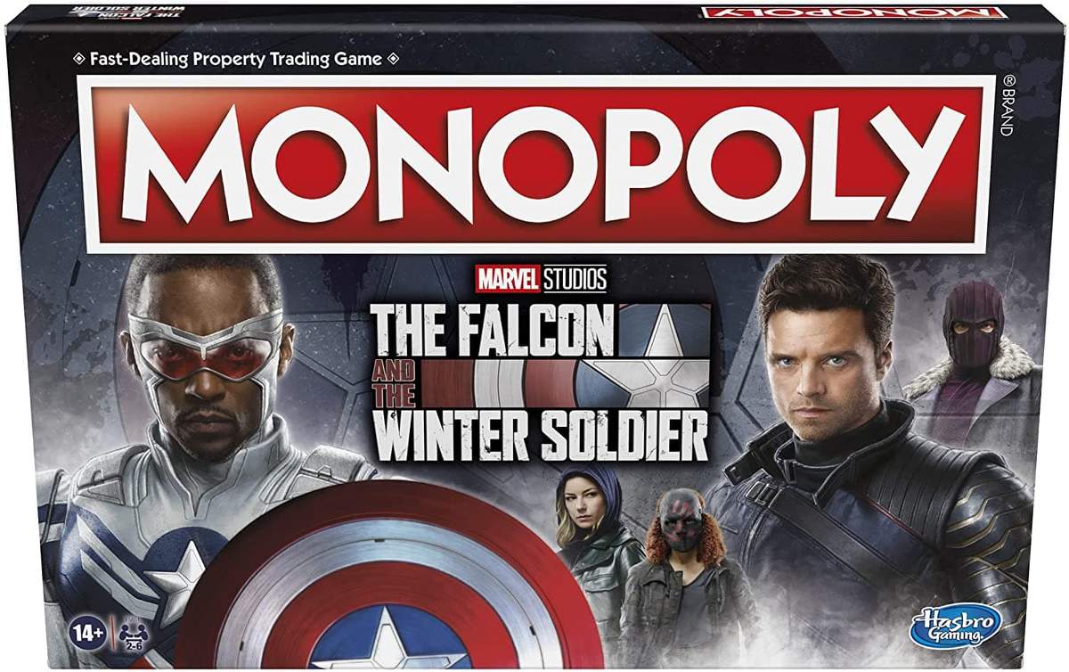 MONOPOLY: The Falcon and The Winter Soldier Edition / shop it <a href=https://www.amazon.com/Monopoly-Marvel-Studios-Soldier-Players/dp/B0933LCXV7>here</a>
