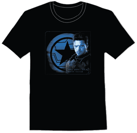 <a href=https://www.hottopic.com/product/marvel-the-falcon-and-the-winter-soldier-barnes-shield-t-shirt/15222201.html>Winter Soldier Profile T-Shirt</a> / Hot Topic