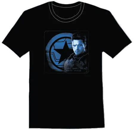 <a href=https://www.hottopic.com/product/marvel-the-falcon-and-the-winter-soldier-barnes-shield-t-shirt/15222201.html>Winter Soldier Profile T-Shirt</a> / Hot Topic