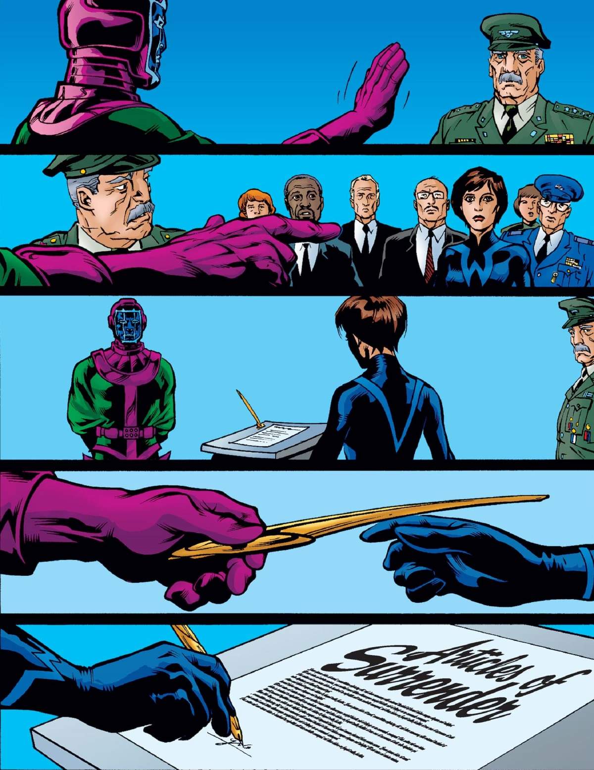 Wasp must surrender for Earth in AVENGERS (1998) #49.