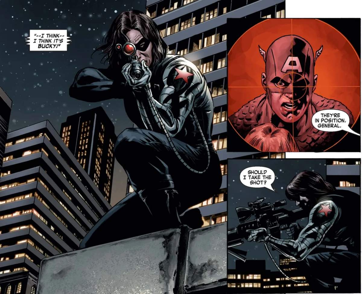 Captain America in Bucky's sights