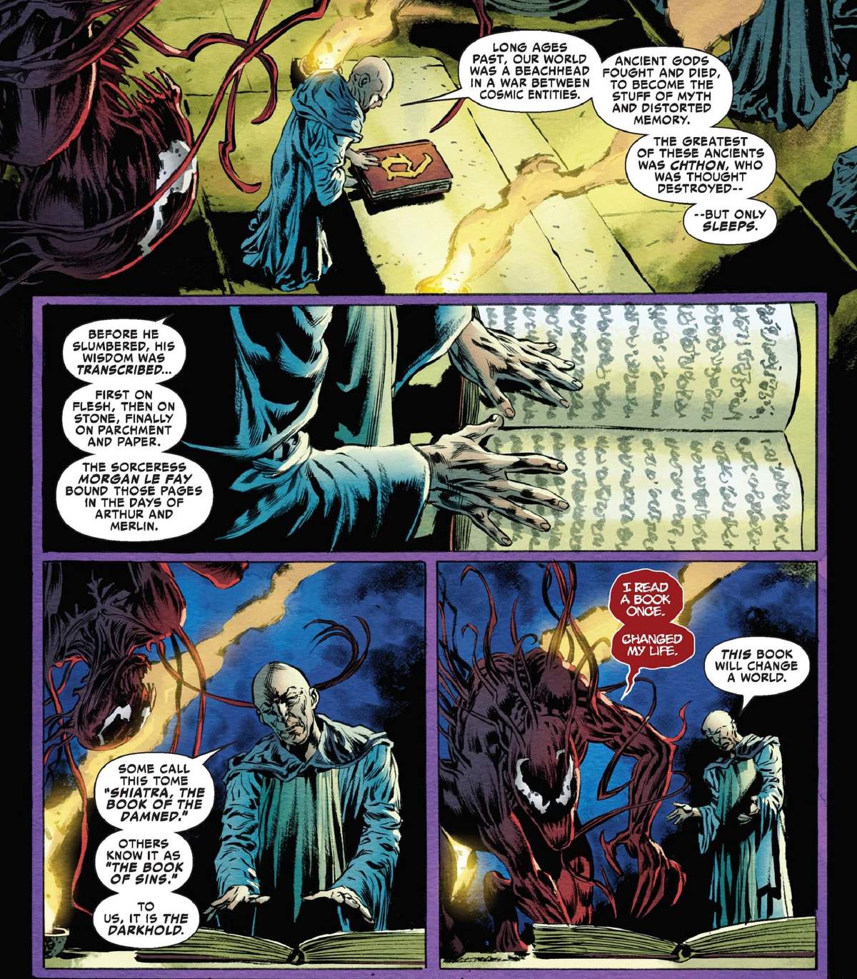 Carnage learns of the Darkhold's might in CARNAGE (2015) #4.