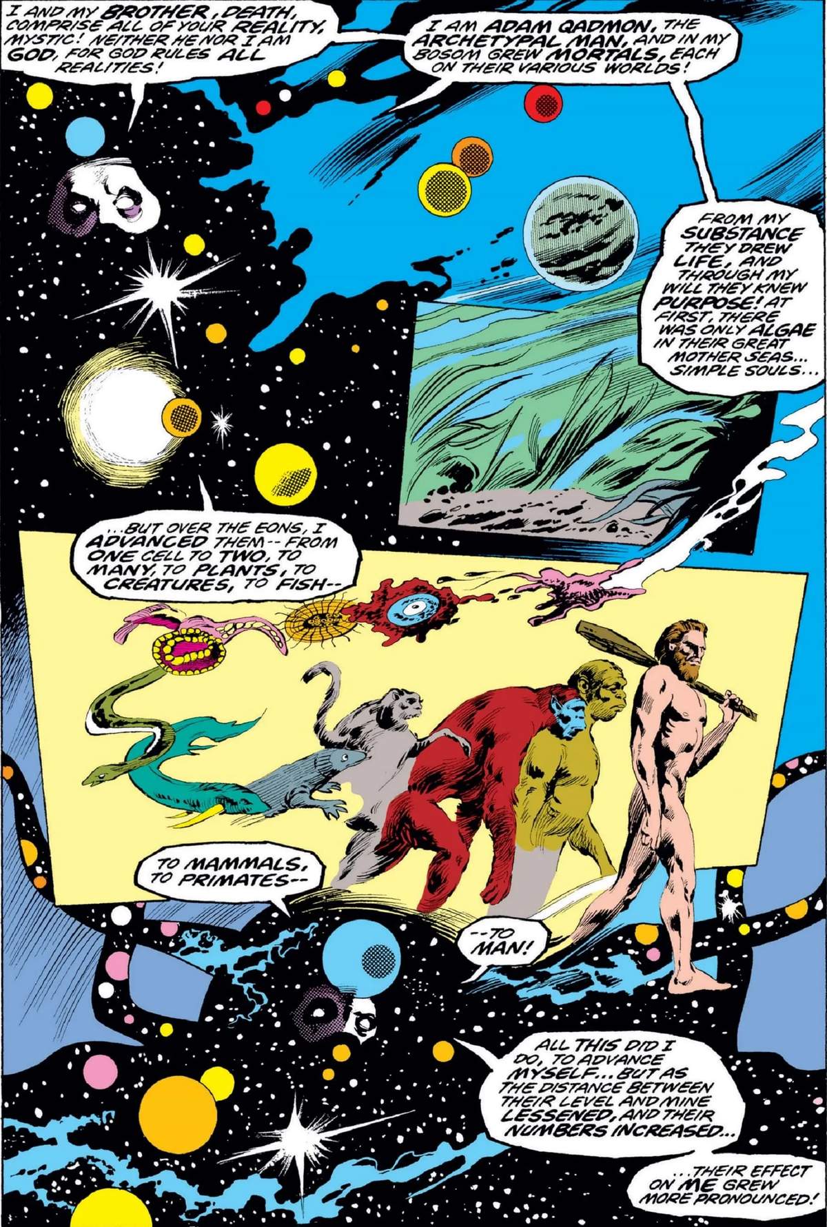 Eternity's influence over humankind's evolution in DOCTOR STRANGE (1974) #13.