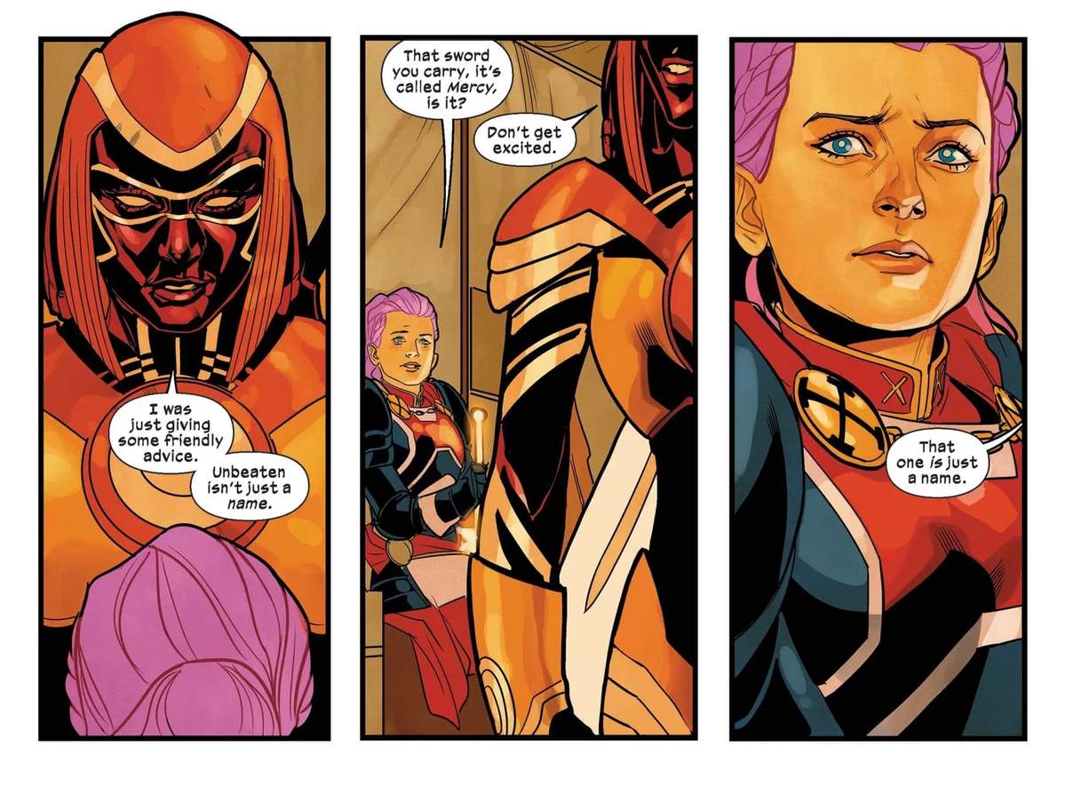 Captain Britain versus Isca the Unbeaten in EXCALIBUR (2019) #14.