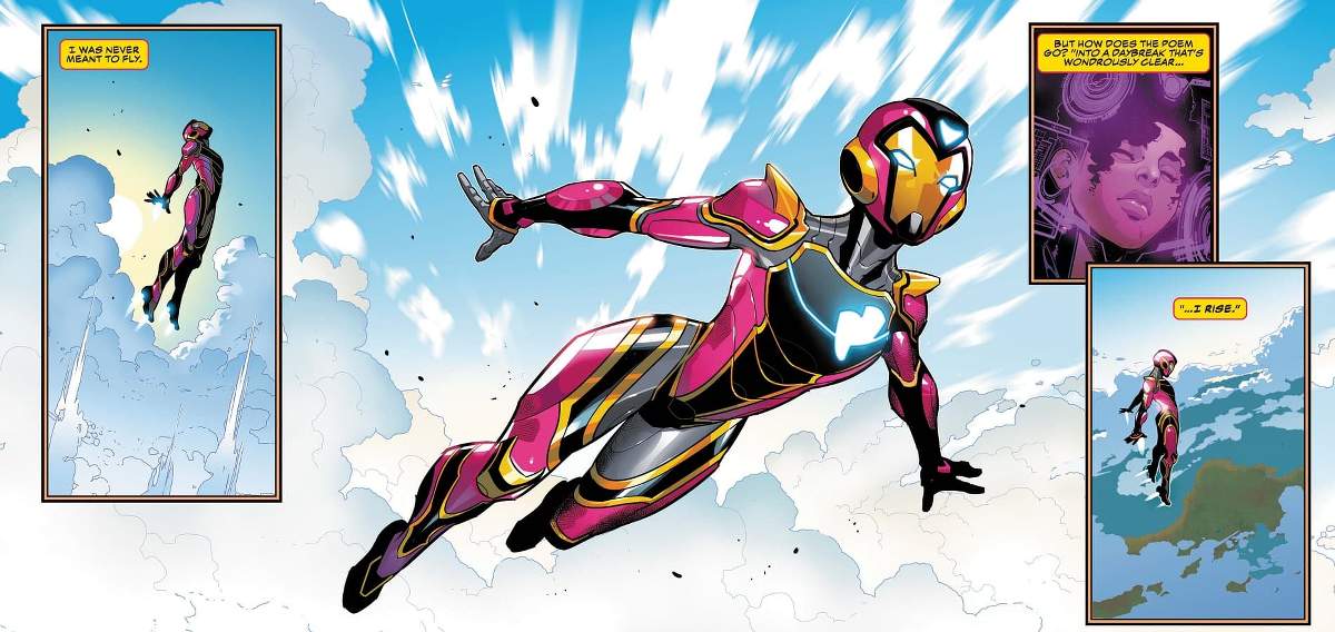 Riri Williams soars in IRONHEART (2018) #1.