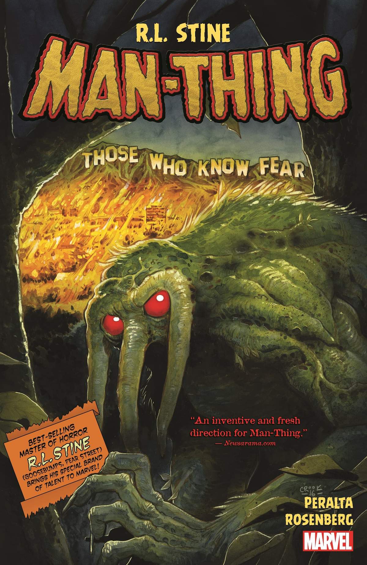 Cover to MAN-THING BY R.L. STINE.