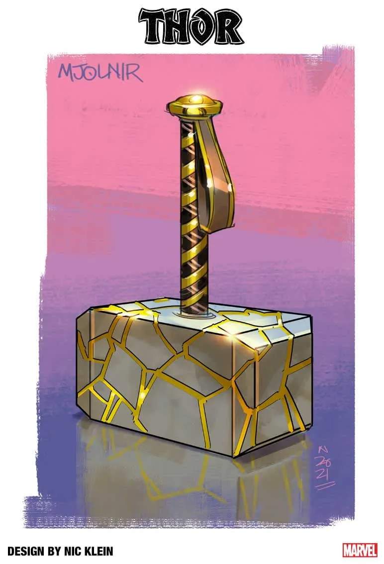 Nic Klein’s design sheet for Mjolnir’s new look in Thor #24