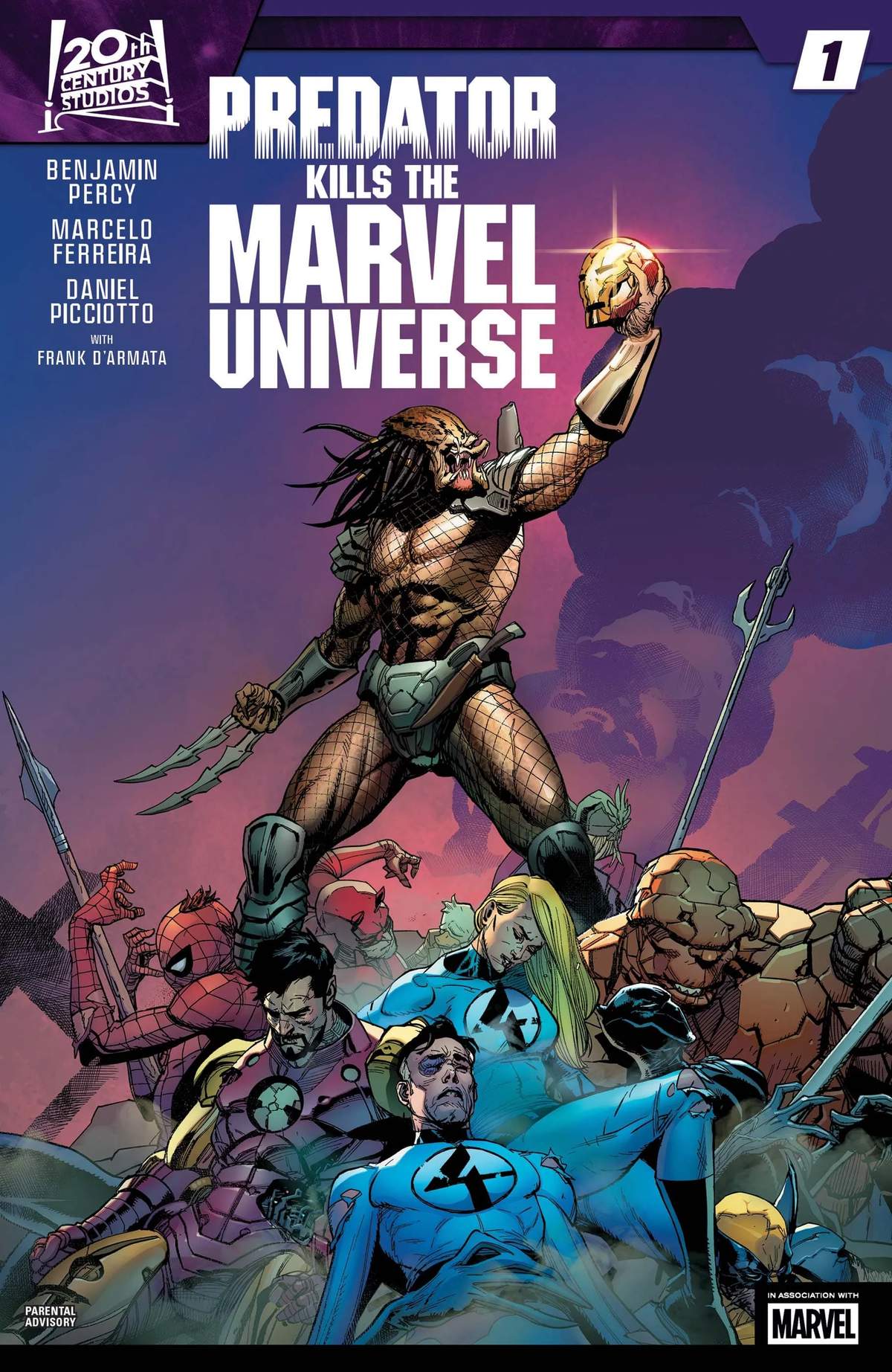 PREDATOR KILLS THE MARVEL UNIVERSE (2025) #1 cover by Leinil Francis Yu