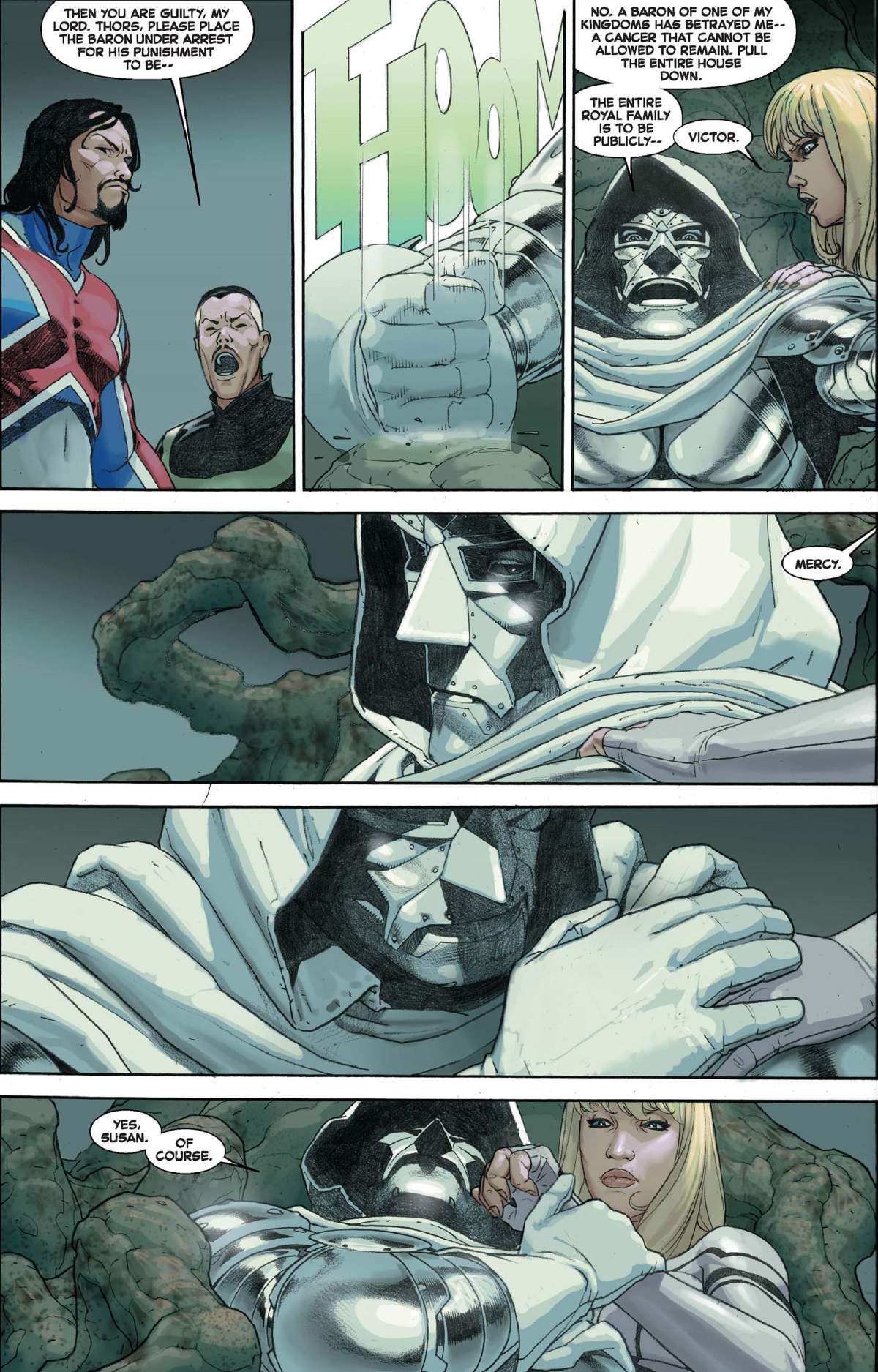 Susan Von Doom encourages her husband to show mercy in SECRET WARS (2015) #2.
