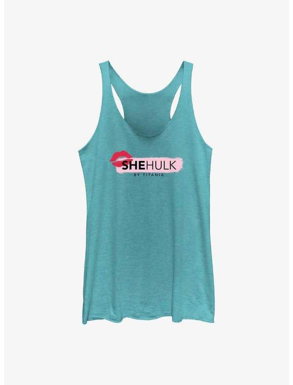 She-Hulk by Titania t-shirt / shop it <a href= https://www.hottopic.com/product/marvel-she-hulk-attorney-at-law-shehulk-by-titania-girls-tank/20002073.html>here</a>
