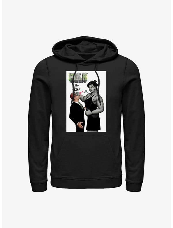 She-Hulk hoodie / shop it <a href=  https://www.hottopic.com/product/marvel-she-hulk-is-love-in-the-air-hoodie/19698846.html>here</a>