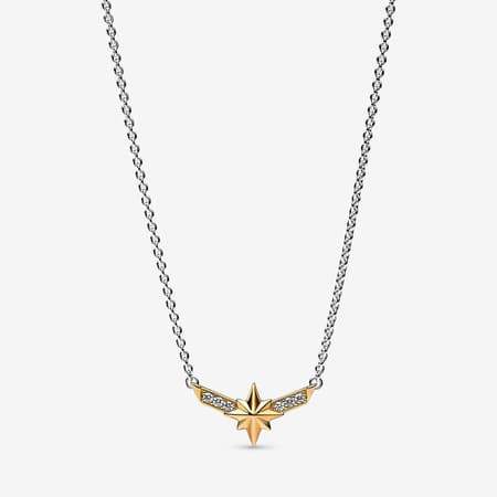Shop it <a href=https://us.pandora.net/en/necklaces/necklaces/pendant-necklaces/marvel-captain-marvel-octogram-star-two-tone-pendant-necklace/362745C01.html?gclsrc=aw.ds&gad_source=1>here</a>