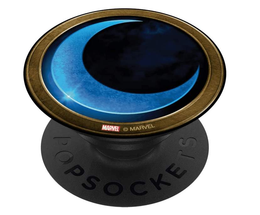 Moon Knight PopSocket / shop it <a href=https://www.amazon.com/Marvel-Crescent-PopSockets-Swappable-PopGrip/dp/B09TS7WVK4>here</a>