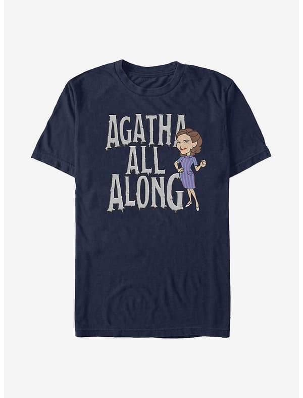 <a href=https://www.hottopic.com/product/extra-soft-marvel-wandavision-agatha-all-along-t-shirt/15448366.html>Agatha All Along T-Shirt</a> / Hot Topic