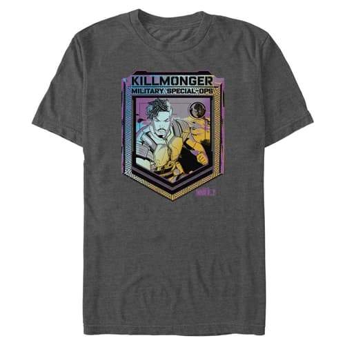 Killmonger Special-Ops T-Shirt  / shop it <a href="https://www.hottopic.com/product/what-if-erik-killmonger-military-special-ops-t-shirt/16870209.htm">here</a>