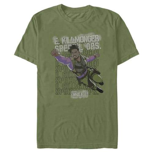  Killmonger Punch T-Shirt  / shop it <a href="https://www.hottopic.com/product/what-if-erik-killmonger-army-brat-t-shirt/16870179.html">here</a>