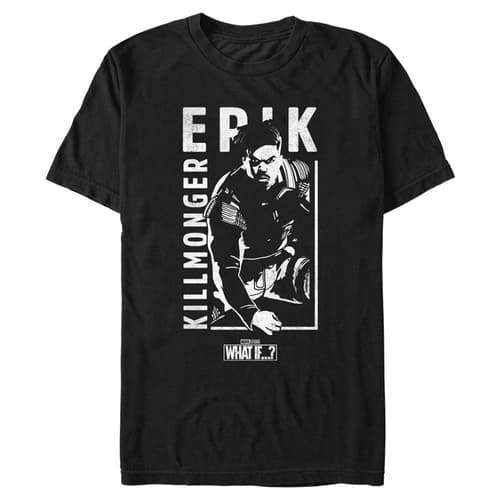 Killmonger Card T-Shirt / shop it <a href=”https://www.hottopic.com/product/what-if-erik-killmonger-was-special-ops-t-shirt/16869878.html">here</a>