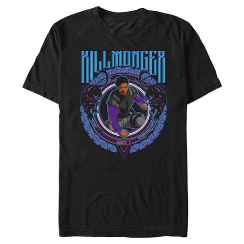 Killmonger Crest T-Shirt / shop it <a href=”https://www.hottopic.com/product/what-if-erik-killmonger-crest-special-ops-t-shirt/16869858.html">here</a>