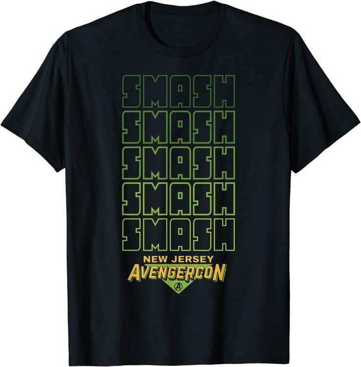 SMASH t-shirt / shop it <a href=https://www.amazon.com/Marvel-Smash-Jersey-Avengercon-T-Shirt/dp/B09YT6KPJ8>here</a>