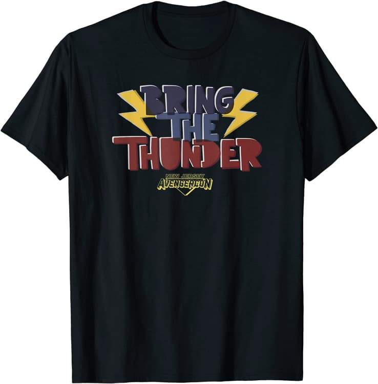 BRING THE THUNDER AT AVENGERCON t-shirt / shop it <a href=https://www.amazon.com/Marvel-Bring-Thunder-Avengercon-T-Shirt/dp/B09YT7N2G1>here</a>