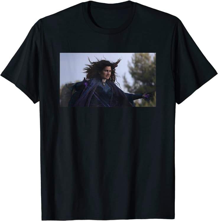 <a href=https://www.amazon.com/Marvel-WandaVision-Agatha-Harkness-T-Shirt/dp/B08XPTK1NG>Agatha Flight T-Shirt</a> / Amazon