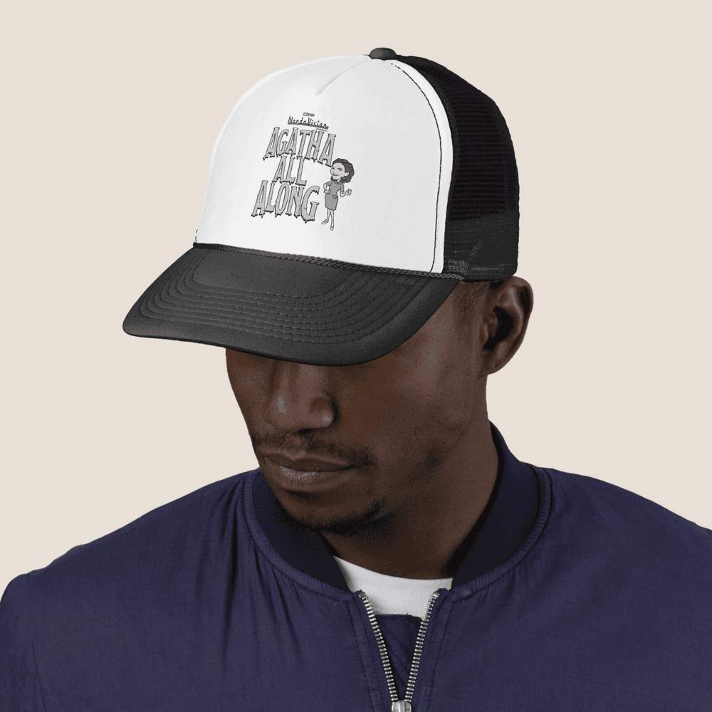 <a href=https://www.zazzle.com/agatha_all_along_trucker_hat-148327592251241737>’Agatha All Along’ Trucker Hat</a> / Zazzle