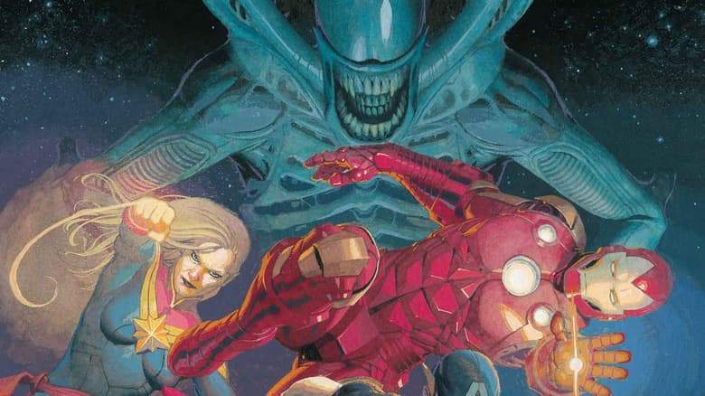 ALIENS VS. AVENGERS (2024) #1 cover by Esad Ribic