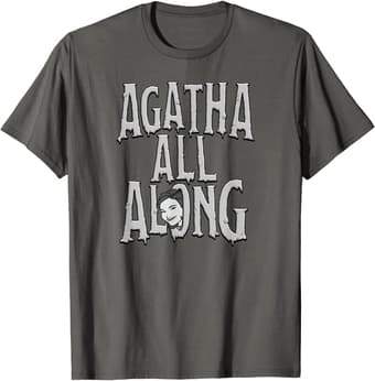<a href=https://www.amazon.com/Marvel-WandaVision-Agnes-Agatha-T-Shirt/dp/B08XNZR9BS>Surprise Agatha All Along T-Shirt</a> / Amazon