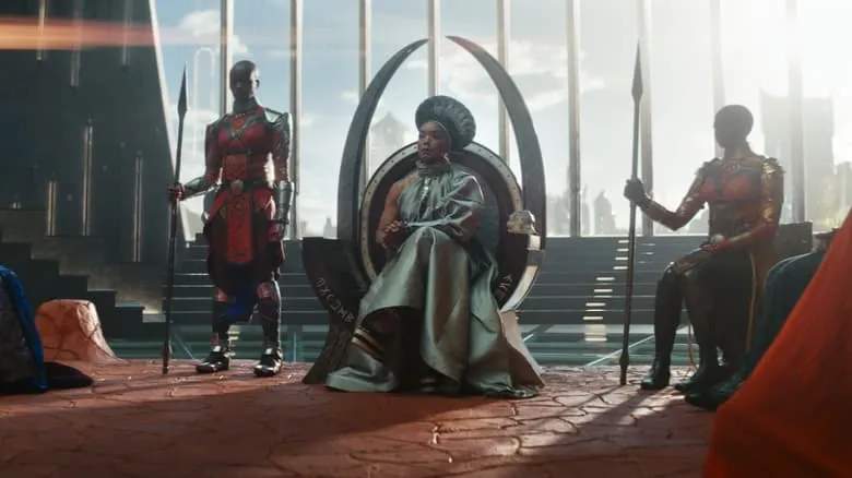 The Wakandan throne room in Marvel Studios' 'Black Panther: Wakanda Forever'