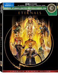 Marvel Studios' Eternals Movie Buy Now Purchase Product Walmart Exclusive 4K Ultra HD + Blu-ray + Digital Code + Enamel Pin