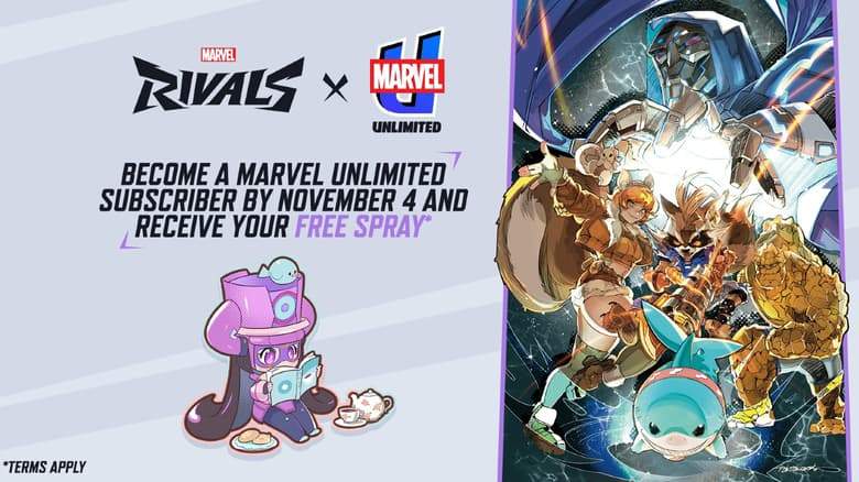MARVEL RIVALS UNLEASHED INFINITY COMIC (2025) #1 cover by Tokitokoro and exclusive Galacta spray for 'Marvel Rivals'
