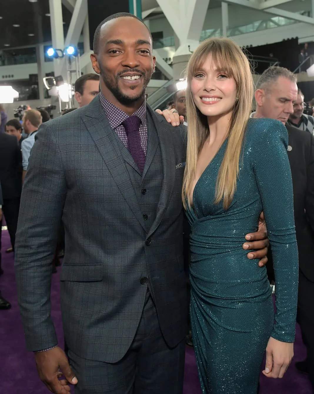 Anthony Mackie and Elizabeth Olsen at the Avengers: Endgame World Premiere